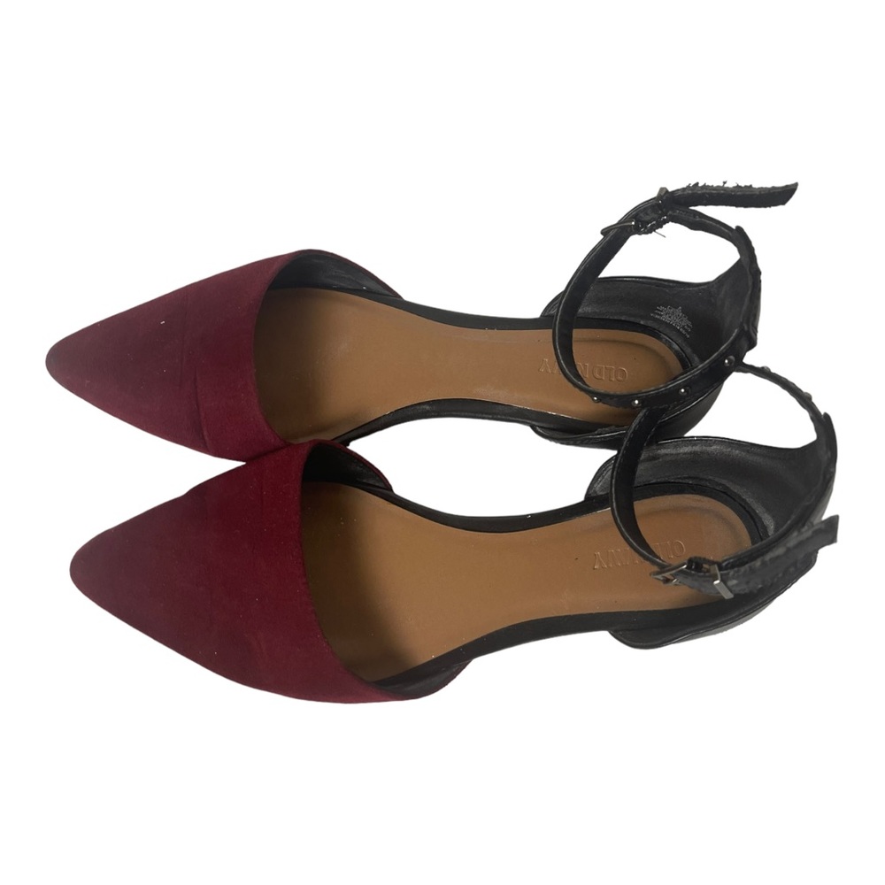 Old Navy Suede Studded Ankle Strap Flats Size 8 - Picture 2 of 7